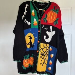 Halloween Sweater Vintage 90’s Spooky Cardigan